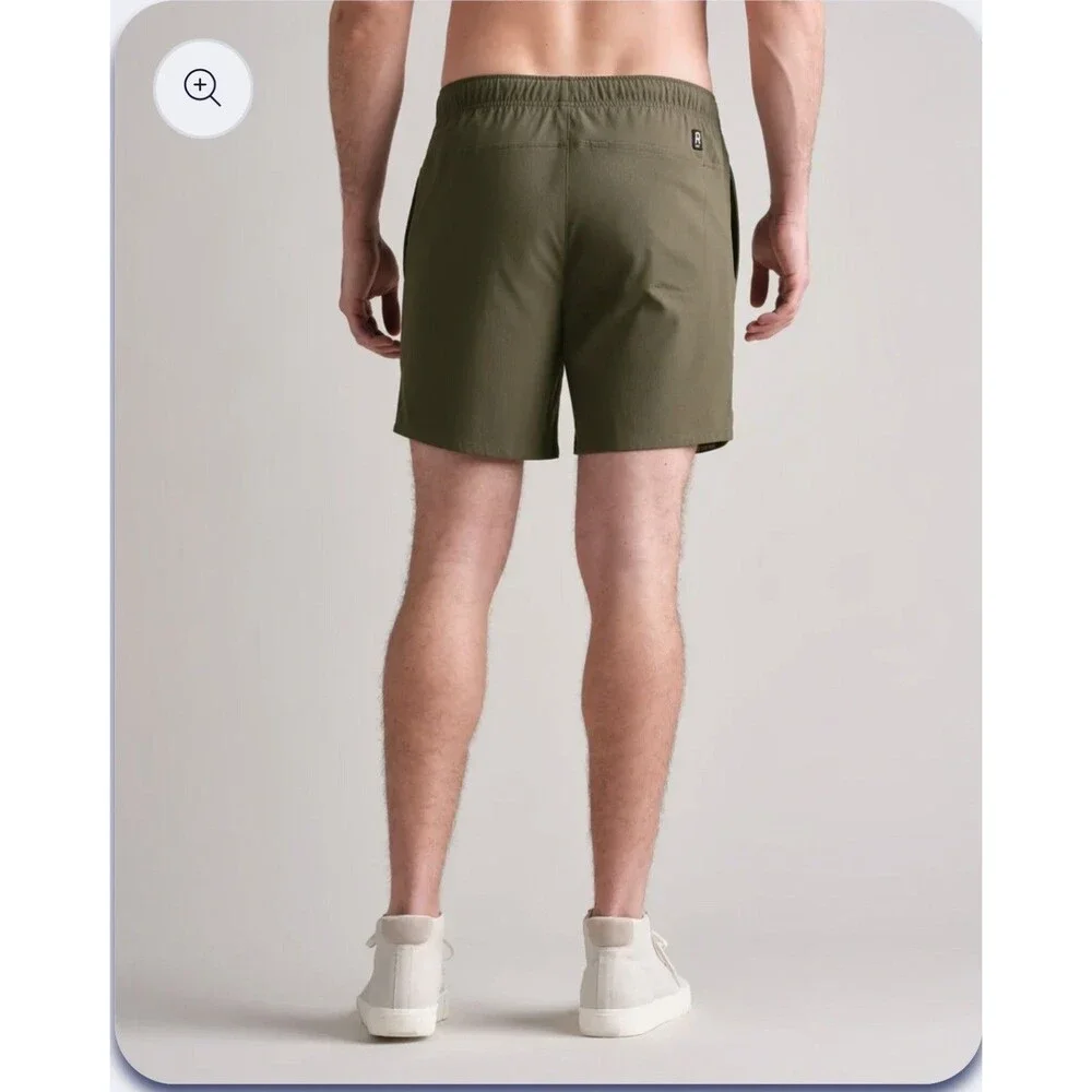 NWT Rhone Boathouse Shorts Men Small Lichen Green 7” Stretch woven Oxford fabric